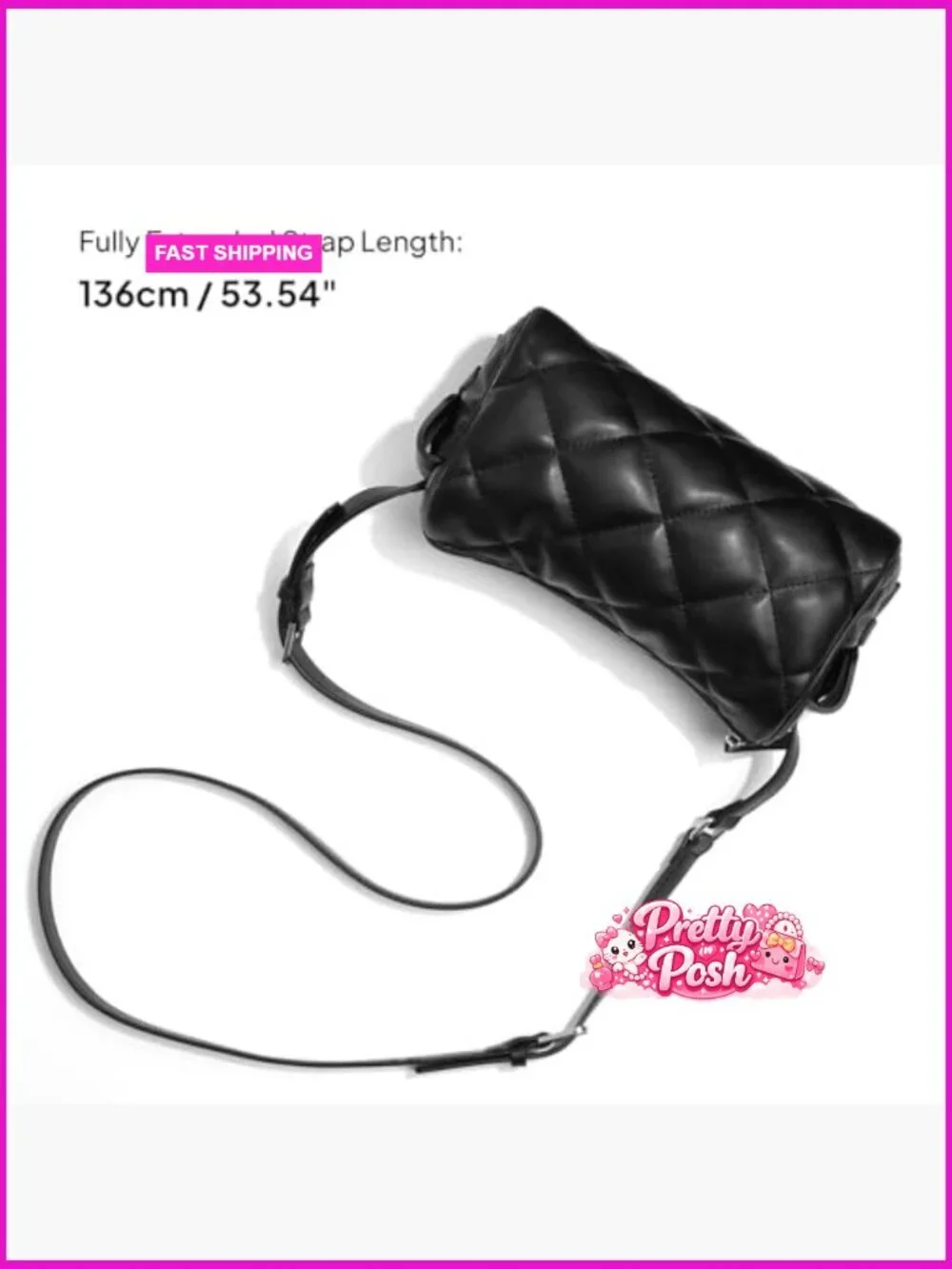 Vegan Leather Quilted Hobo Crossbody Bag With Adjustable Strap